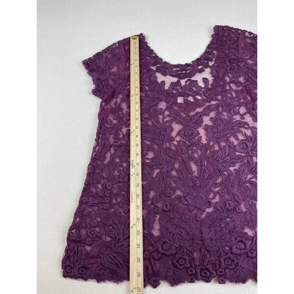 New Candela Blouse Floral Embroidered Mesh Sheer Fairy Romantic Victorian Size L - Picture 4 of 13